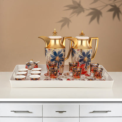 طقم قوارير مفرغة من الهواء، زهري وذهبي غير لامع